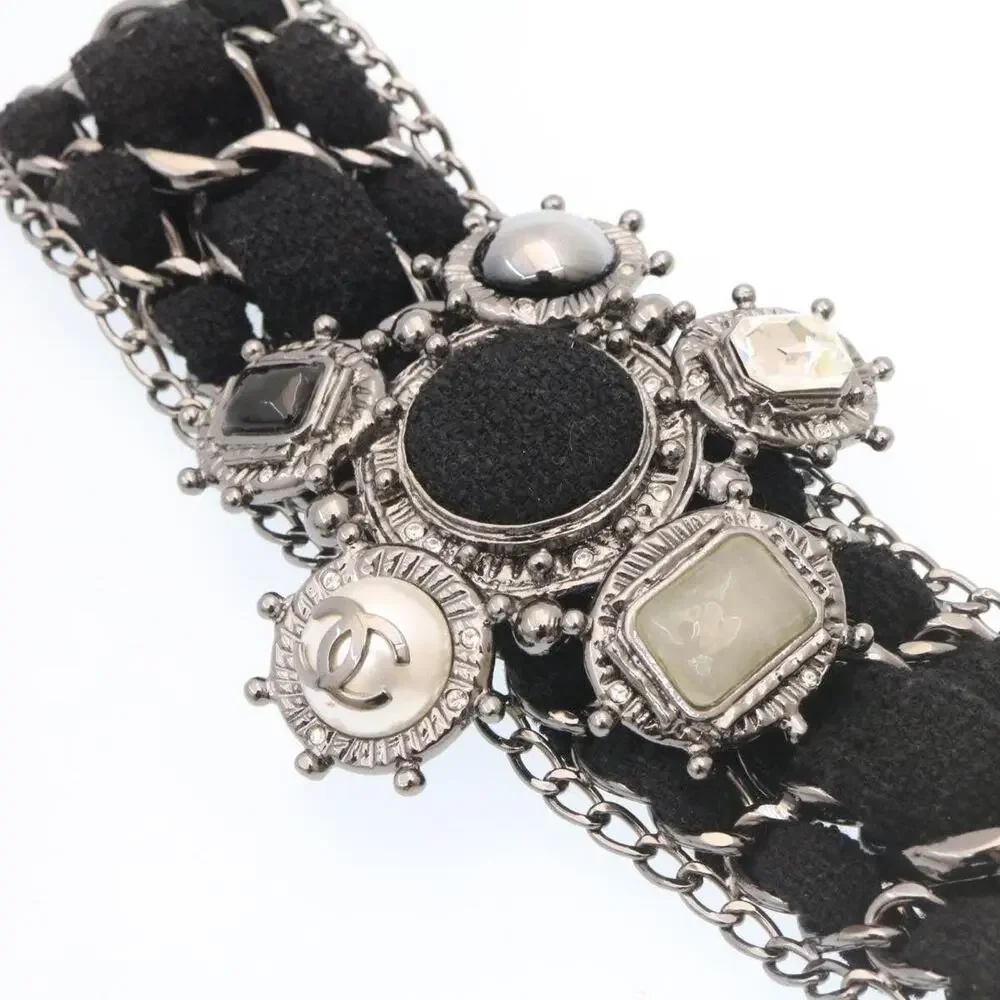 Chanel Bangle Bracelet Metal Black CC